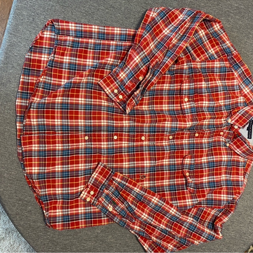 Tommy Hilfiger Red and Blue Plaid Shirt